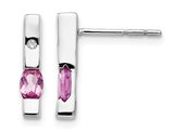 2/3 Carat (ctw) Pink Tourmaline Stick Earrings in Sterling Silver